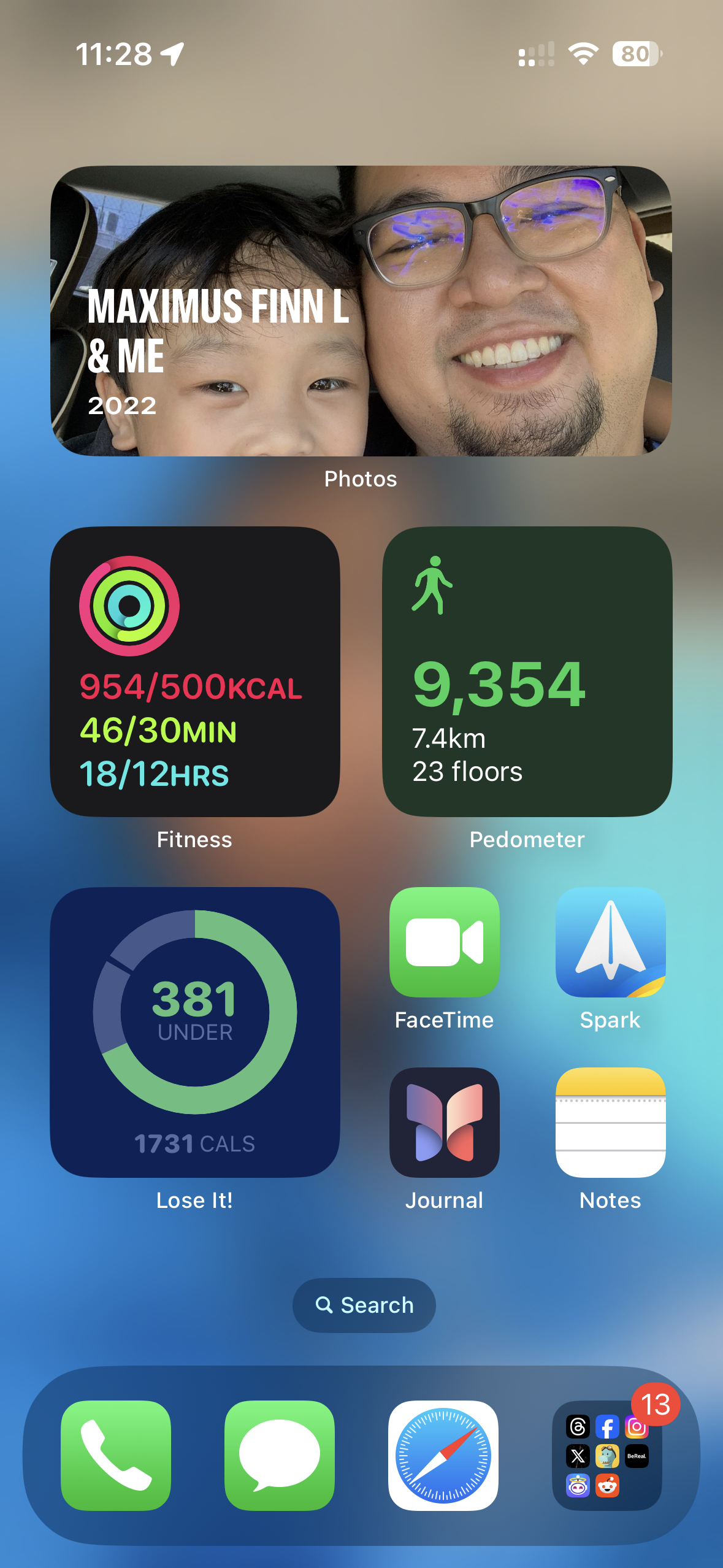 homescreen with fitness widgets